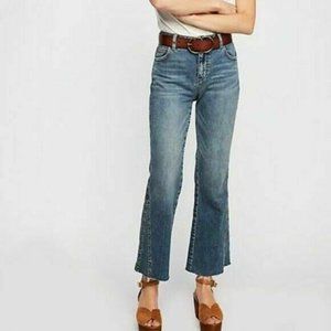 Free People Women's Jean Blue Denim Studded Novelty Ranger Wash Waist 27